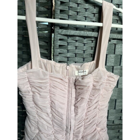 HOUSE OF CB 'Cate' Crystal Ruched Mesh Mini Dress/Size L+ - Picture 5 of 10